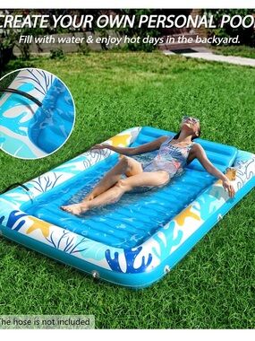 NEW Blue Inflatable Tanning Pool Lounge Float - XXL